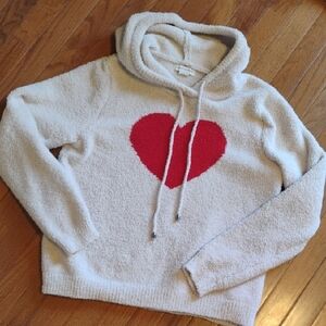 cupcakes & cashmere Cream and Red Heart Hoodie Sweater